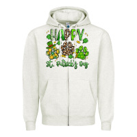 Oatmeal Heather happy st. patricks day paws Zipper Hoodie - Artiststas