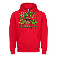 Red happy st. patricks day paws Zipper Hoodie - Artiststas