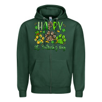 Sports Green happy st. patricks day paws Zipper Hoodie - Artiststas