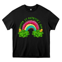 Black happy st patricks day rainbow and shamrock Heavy Core Tee - RanaPortraitStore