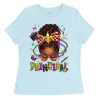 Baby Blue mardi gras principal afro messy bun Ladies Tee - texasbilliewilder