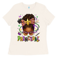 Mardi Gras Principal Afro Messy Bun Ladies Tee | Teevron