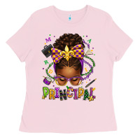 Bubblegum Pink mardi gras principal afro messy bun Ladies Tee - texasbilliewilder