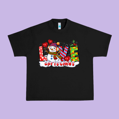 Love Christmas Snowman Urban Heavy Tee Designed By Cowgirlartshop