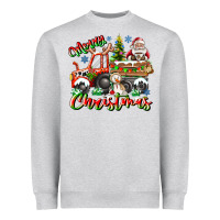 Heather Grey Merry Christmas  tractor Heavyweight Sweatshirt - CowhideDigitalArt