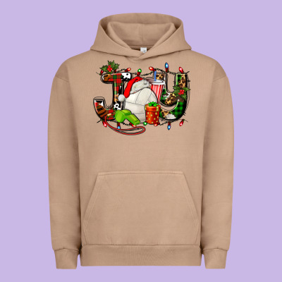 Joy With Volleyball And Santa's Hat Urban Hoodie Designed By Adodesignshop