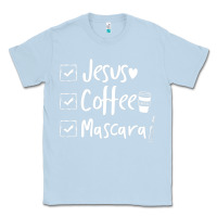 Dusty Blue Checklist Jesus Coffee Mascara Classic Tee - trangStudio