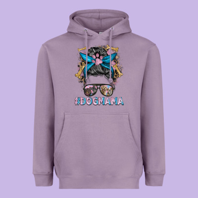 Dog Mama Messy Bun Heavyweight Hoodie Designed By Barkaloodesign