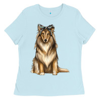 Baby Blue collie with bandanna Ladies Tee - texasbilliewilder
