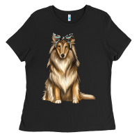 Collie With Bandanna Ladies Tee | Teevron