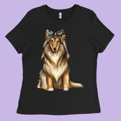 Collie With Bandanna Ladies Tee Designed By Texasbilliewilder