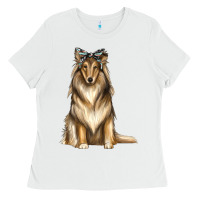 White collie with bandanna Ladies Tee - texasbilliewilder