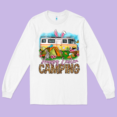 Happy Easter Camping Long Sleeve Tee Designed By Oliviacreatesart