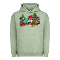 Pigment Oil Green madre with roses and cactus Urban Hoodie - AdoDesignShop