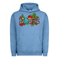 Pigment Pebble Blue madre with roses and cactus Urban Hoodie - AdoDesignShop