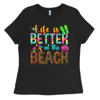 Black Life is better at the beach Ladies Tee - NancyCooperArtShop