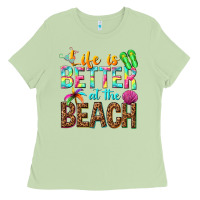 Matcha Life is better at the beach Ladies Tee - NancyCooperArtShop