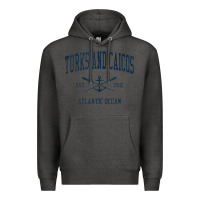 Charcoal Heather Turks And Caicos Vintage Navy Crossed Oars & Boat Anchor Premium Hoodie - trangStudio