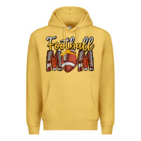 Antique Gold Football Mom Premium Hoodie - CowhideDigitalArt