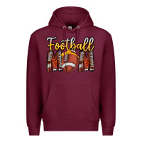 Burgundy Football Mom Premium Hoodie - CowhideDigitalArt