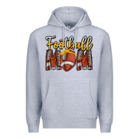 Heather Grey Football Mom Premium Hoodie - CowhideDigitalArt