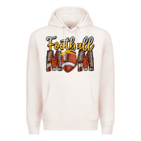 Pale Pink Football Mom Premium Hoodie - CowhideDigitalArt
