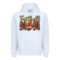 White Football Mom Premium Hoodie - CowhideDigitalArt