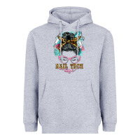 Heather Grey nail tech life messy bun Heavyweight Hoodie - BarkalooDesign