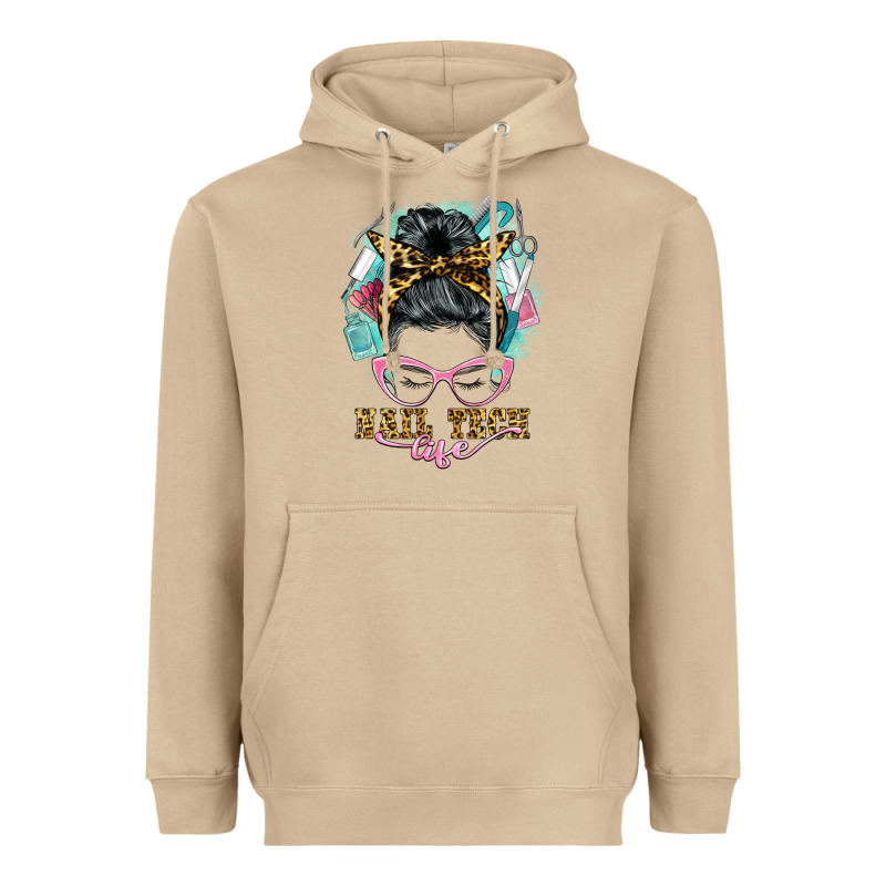 Nail Tech Life Messy Bun Heavyweight Hoodie by BarkalooDesign | Teevron