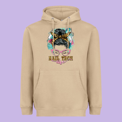 Nail Tech Life Messy Bun Heavyweight Hoodie Designed By Barkaloodesign