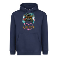 Navy nail tech life messy bun Heavyweight Hoodie - BarkalooDesign
