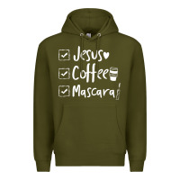 Army Green Checklist Jesus Coffee Mascara Premium Hoodie - trangStudio