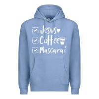 Colony Blue Checklist Jesus Coffee Mascara Premium Hoodie - trangStudio