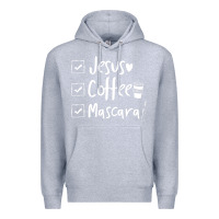 Heather Grey Checklist Jesus Coffee Mascara Premium Hoodie - trangStudio