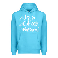 Ocean Blue Checklist Jesus Coffee Mascara Premium Hoodie - trangStudio