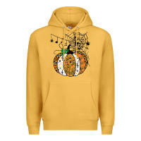 Mustard halloween pumpkin music symbols music teacher halloween t shirt copy Premium Hoodie - trangStudio