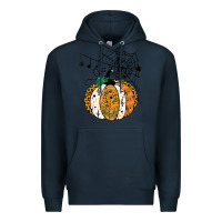 Navy halloween pumpkin music symbols music teacher halloween t shirt copy Premium Hoodie - trangStudio