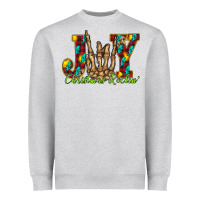 Heather Grey joy Christmas Rockin Heavyweight Sweatshirt - CowhideDigitalArt