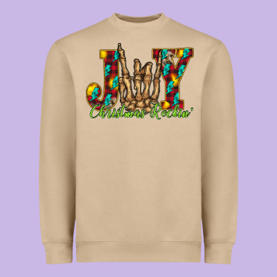 Joy Christmas Rockin Heavyweight Sweatshirt Designed By Cowhidedigitalart