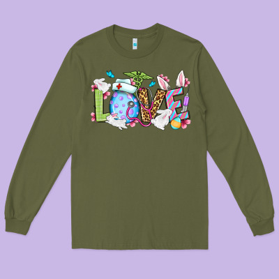 Love Nurse Easter Long Sleeve Tee Designed By Oliviacreatesart