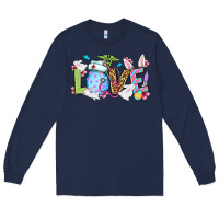Navy Love Nurse Easter Long Sleeve Tee - OliviaCreatesArt