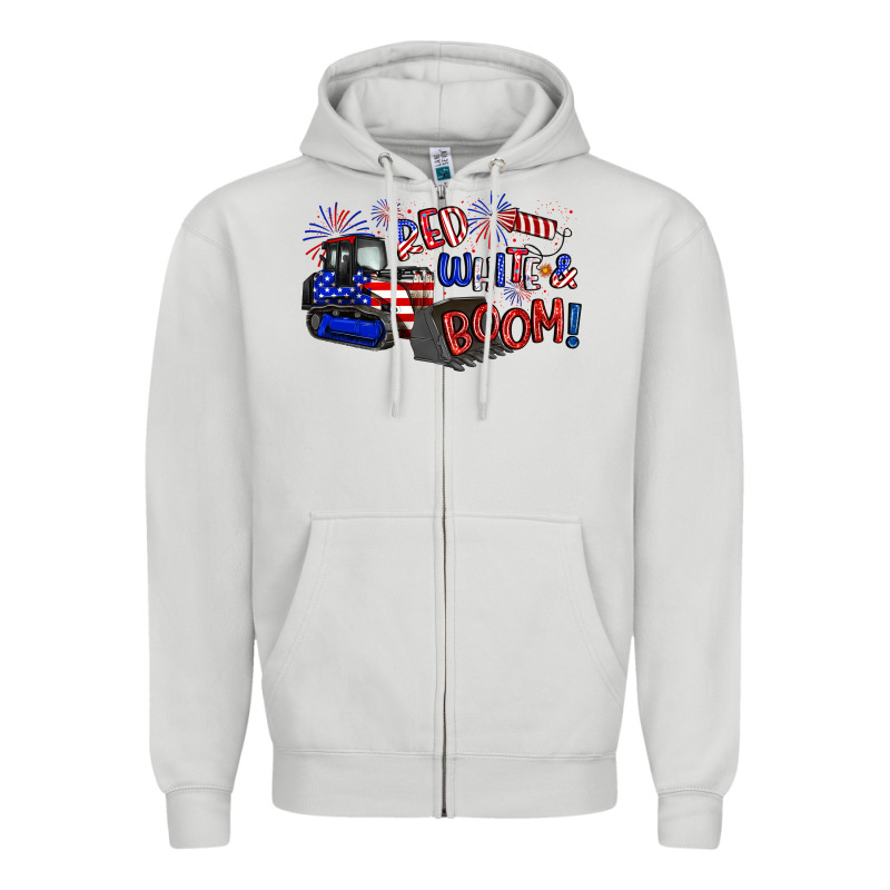 Red White And Boom Zipper Hoodie by Artiststas | Teevron