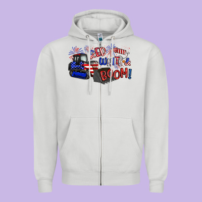 Red White And Boom Zipper Hoodie Designed By Artiststas