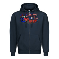 Navy red white and boom Zipper Hoodie - Artiststas