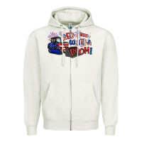 Oatmeal Heather red white and boom Zipper Hoodie - Artiststas