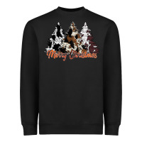 Black merry christmas cowhide trees Heavyweight Sweatshirt - CowhideDigitalArt