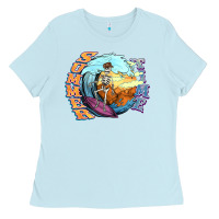 Baby Blue summer time skeleton surfing Ladies Tee - NancyCooperArtShop