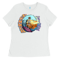 White summer time skeleton surfing Ladies Tee - NancyCooperArtShop