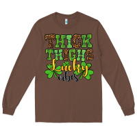 Chestnut St. Patrick's Thick thighs lucky vibes Long Sleeve Tee - OliviaCreatesArt