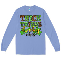 Colony Blue St. Patrick's Thick thighs lucky vibes Long Sleeve Tee - OliviaCreatesArt